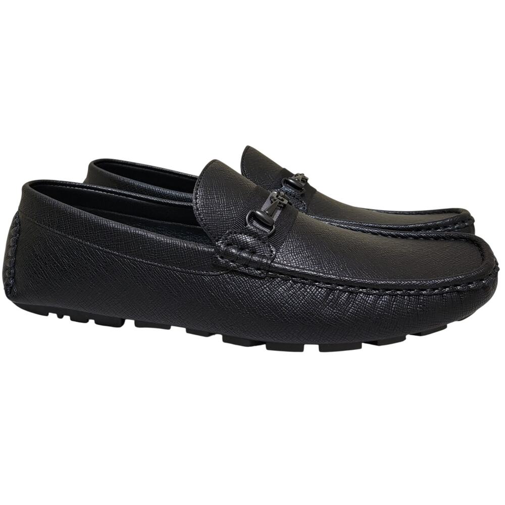 GUESS Men Aarav Slip On Horsebit Loafers Size US 9.5M Black Textured